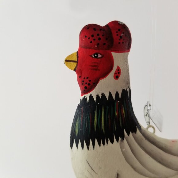 Primitive Chicken Rooster Metal Ornament Figurine Rustic Farmhouse Original Tag - Picture 3 of 9